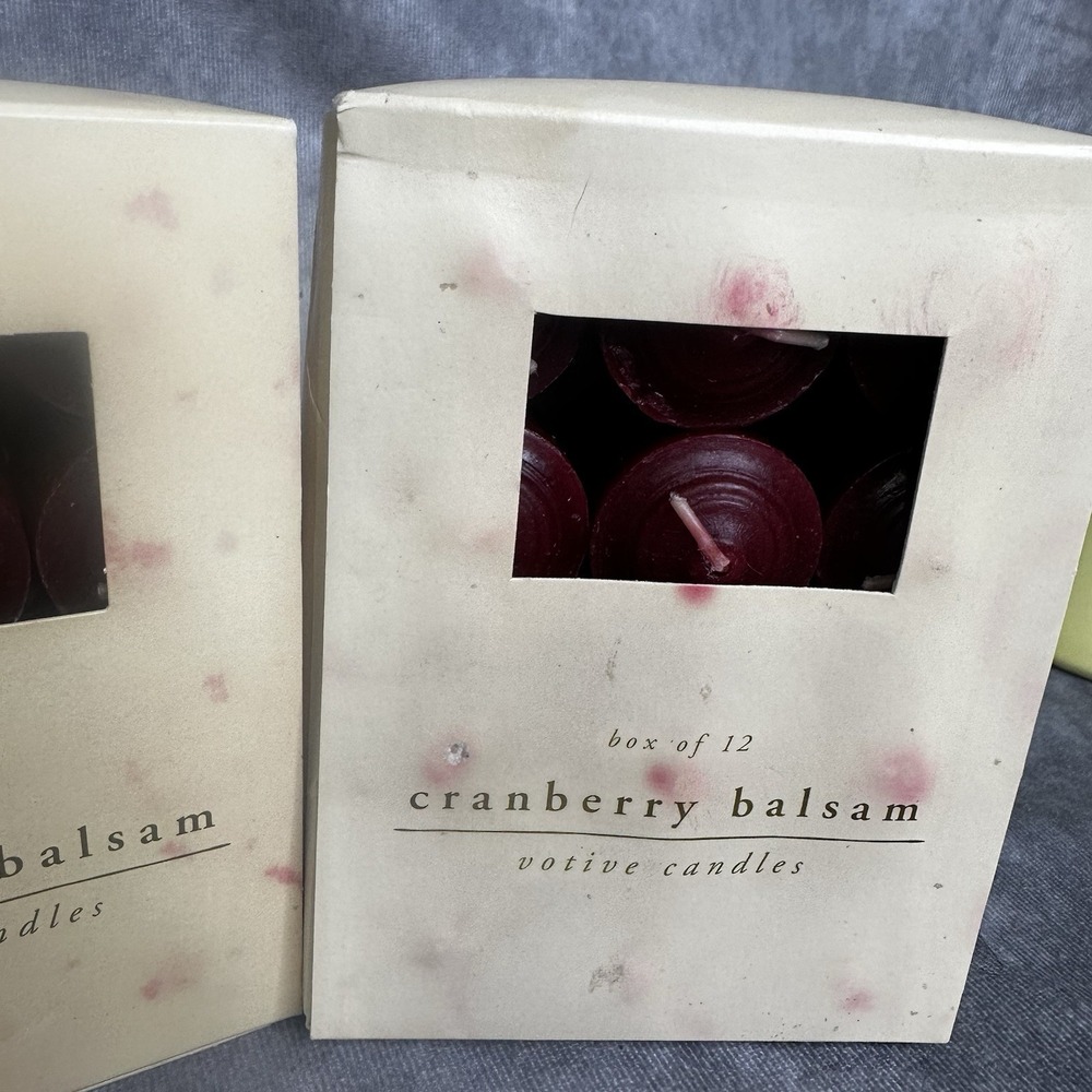 2 Discontinued Pier One Cranberry Balsam Votive Candles Box Of 12 - Picture 4 of 5